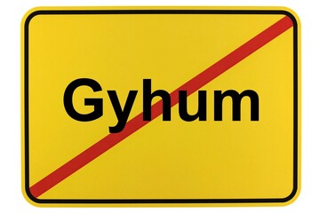 Illustration eines Ortsschildes der Gemeinde Gyhum in Niedersachsen