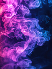 Colorful Smoke Trails: Swirling trails of vibrant pink and blue smoke dance against a dark backdrop, evoking a sense of mystery and ethereal beauty.