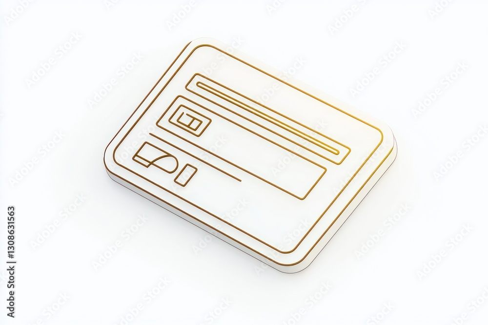 Fototapete 3D line icon representing a library card granting access for borrowing resources.