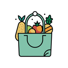 shopping bag full of fresh groceries vector art