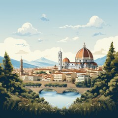 Fototapeta premium Florence in Minimalist Style: A Creative Cityscape Representation