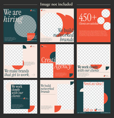 Sets of reative agency square banner template