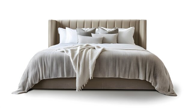 Serene Sanctuary: A Luxurious Bed: A beautifully appointed bed, with soft pillows and blankets, creates a haven of comfort and relaxation, evoking a sense of tranquility and elegance.