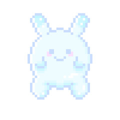 ピクセルアートな90s風うさうさ系謎キャラクター★PNG