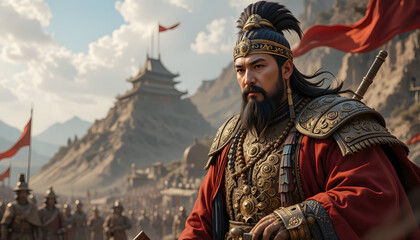 genghis khan the fierce and mighty conqueror leader of the mongol empire generative ai art