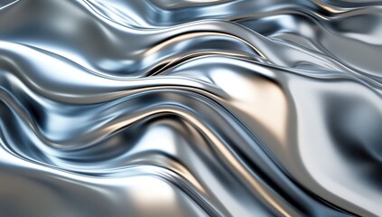 Smooth Silver Metal Surface with Gentle Waves Creating a Shimmering Effect for Elegant Background or Textures in Design Projects