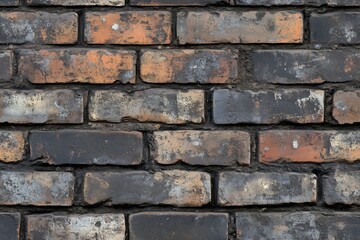 Obraz premium Seamless sloppy cinder block textured brick wall featuring a mix of dark and light bricks with some weathering and discoloration.