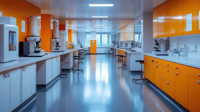 interior view of a modern research laboratory showcasing equipment and workspaces designed for scientific analysis and experimentation innovation