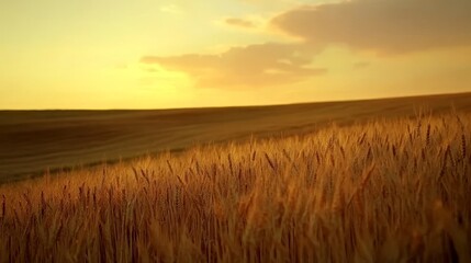 Obraz premium Breathtaking sunrise over golden wheat field, showcasing the splendor of nature s beauty
