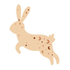 Boho bunny clipart. Rabbit clipart. Easter bunny in cartoon flat style. Hand draw vector illustration