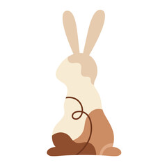 Boho bunny clipart. Rabbit clipart. Easter bunny in cartoon flat style. Hand draw vector illustration