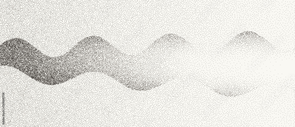 Poster Abstract art geometric background with dots. Optical illusion with waves and transition.
