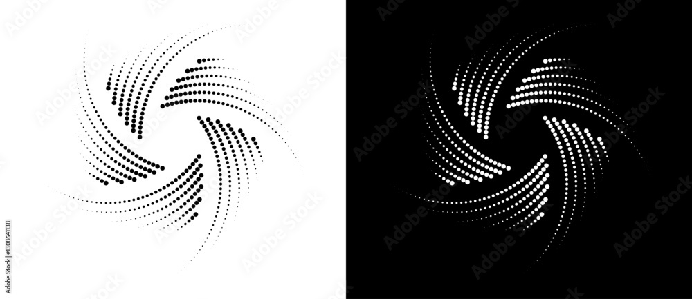 Fototapete abstract background with halftone dots in spiral. modern circle dotted pattern. black shape on a whi