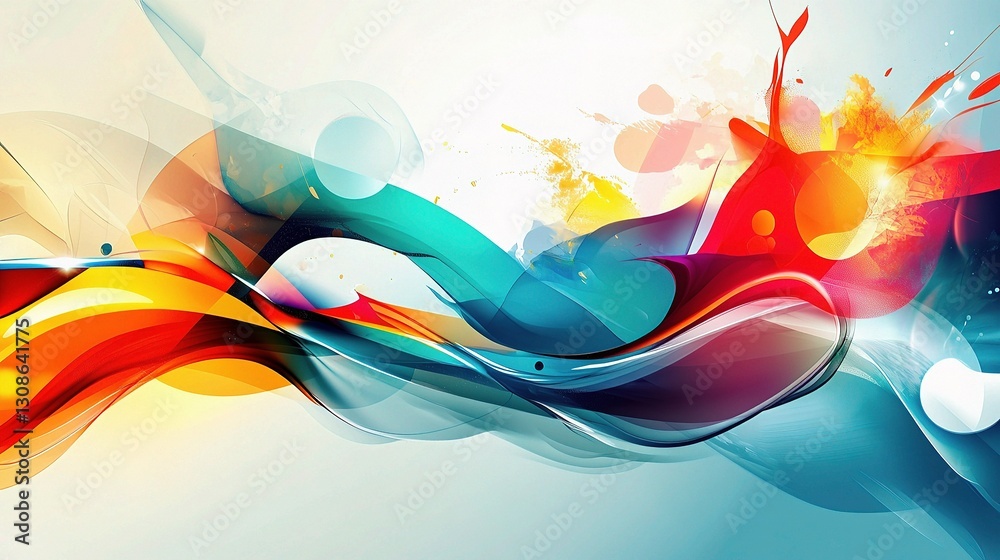 Poster colorful abstract design with dynamic fluid lines and shapes
