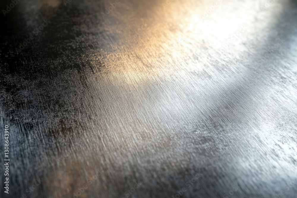 Poster brushed metal surface texture with subtle light reflection, showing a sleek and industrial aesthetic