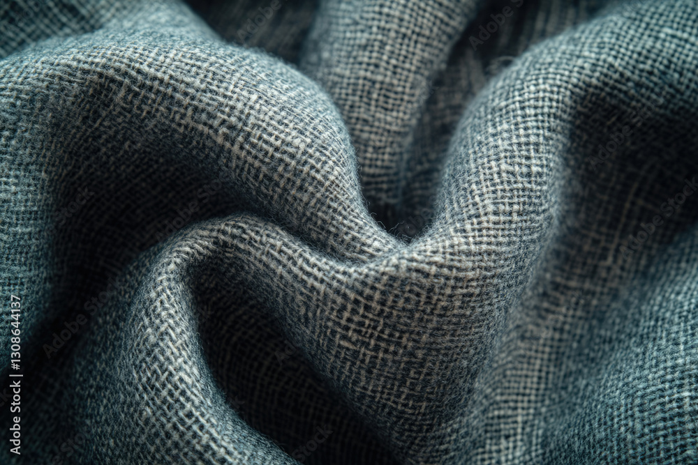 Poster Close-up of textured, dark-grey fabric with a subtle weave pattern, showing soft folds and wrinkles.