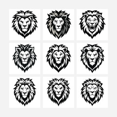 Fototapeta premium Download a high-quality lion head vector with sharp, flowing lines and a fierce expression. Perfect for logos, tattoos, and digital artwork in a bold tribal style.