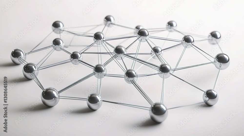 Poster 3d representation of business network with interconnected nodes