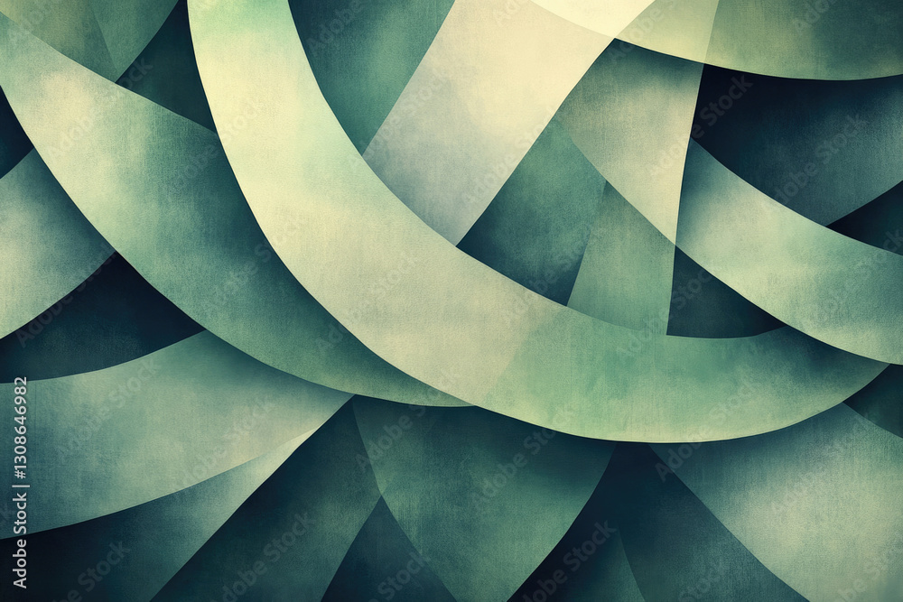 Poster abstract green and beige overlapping curves create a layered, textured, and visually appealing desig