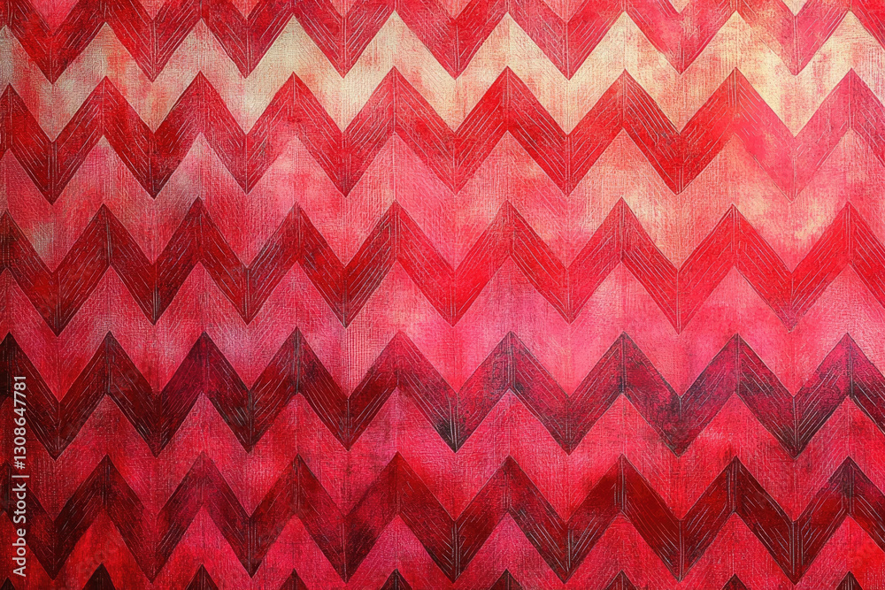 Poster red and pink chevron pattern with a textured, watercolor effect.