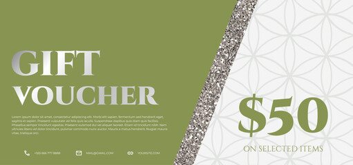 Gift voucher template in elegant minimal design. Sale, promotion, certificate. Vector illustration for spa, healthcare, cosmetics, lifestyle