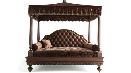 Opulent canopy bed: An elegantly crafted canopy bed with rich textures and intricate detailing exudes an air of luxury and timeless design.