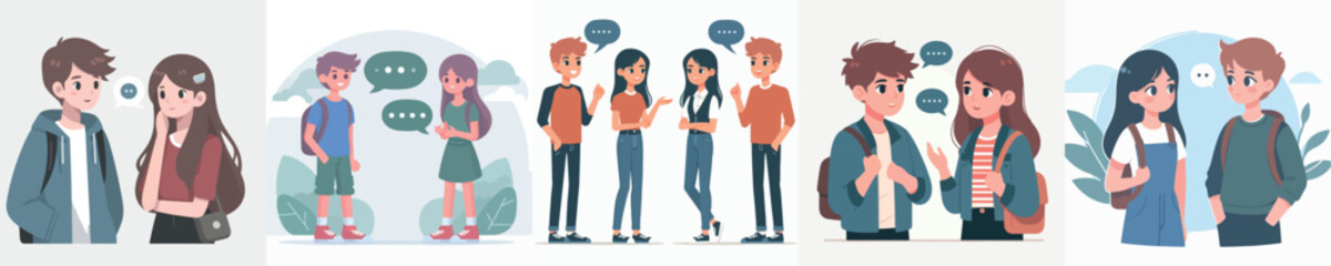 Set of Vector Character Images Couple Chat