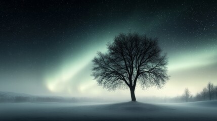 Twilight aurora light dance over snowy north pole landscape travel adventure serene night scene