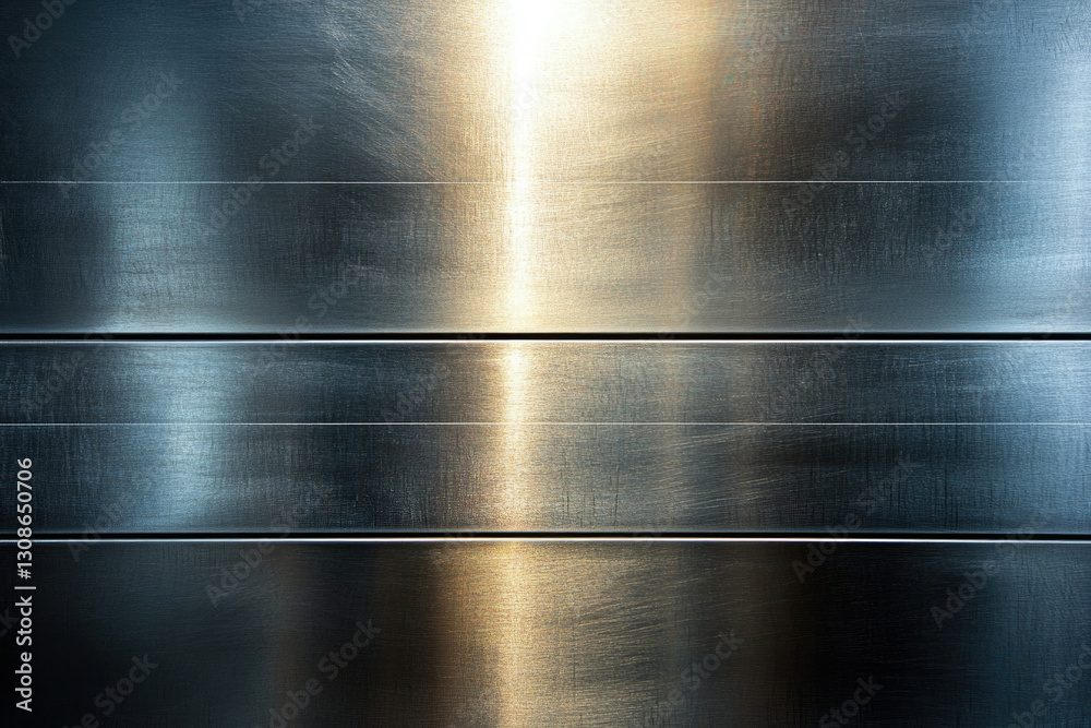 Aufkleber Brushed metal texture with horizontal lines and a light source reflecting on its surface.