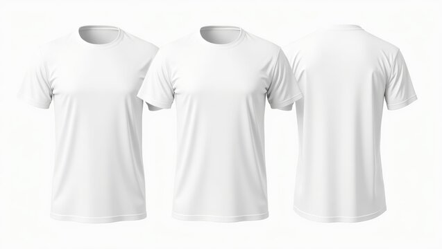 Front and Back View of Plain White T-Shirts for Apparel Mockup and Design