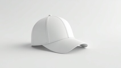Fototapeta premium Side View of Plain White Baseball Cap for Branding, Custom Design, and Mockup Use