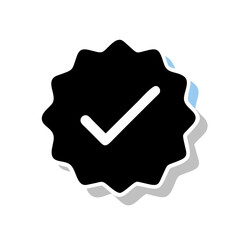 Black certification badge with checkmark