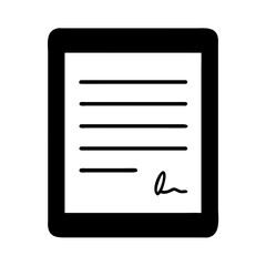 Tablet with signed document icon