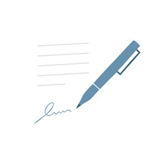 Naklejka premium Minimalist signature with pen icon