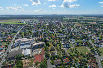 Die Stadt Langenzenn im mittelfränkischen Zenngrund aus der Vogelperspektive