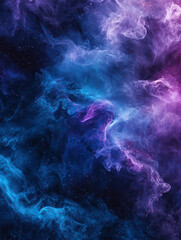 Obraz premium A captivating illustration of a cosmic nebula, swirling with vibrant blues and purples, dotted with tiny stars, invoking a sense of wonder and the vastness of the universe. 