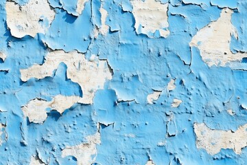 Obraz premium Seamless worn paint concrete weathered blue wall with peeling paint, showcasing a textured surface with cracks and flakes.