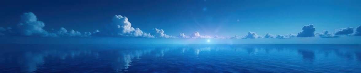 Obraz premium Slick, dark blue expanse under a cloudless sky, still, colour, deep