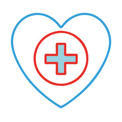 Fototapeta premium Blue medical heart with cross icon
