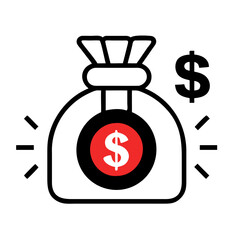 Money bag with red dollar sign