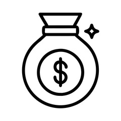 Black and white money bag icon