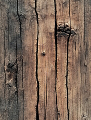 Fototapeta premium Textured Timber: A close-up shot showcases the intricate texture of weathered wood, revealing the beauty of nature's craftsmanship.