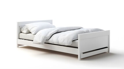 Cozy Bed of Repose: An inviting white bed, carefully made with crisp bedding. The scene exudes tranquility and invites one to relax and dream.