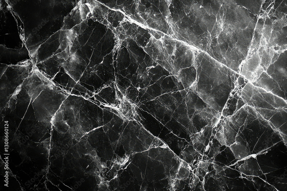 Poster Black marble texture with intricate white veining, creating a luxurious and elegant background.