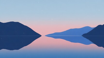 Beautiful serene lake landscape featuring mountains and reflecting water below