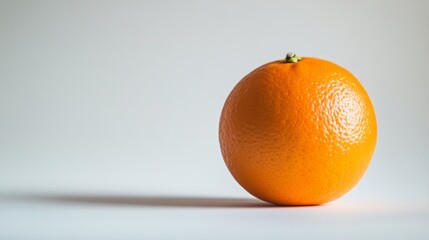 A single orange, perfectly in focus, is shown against a white backdrop.
