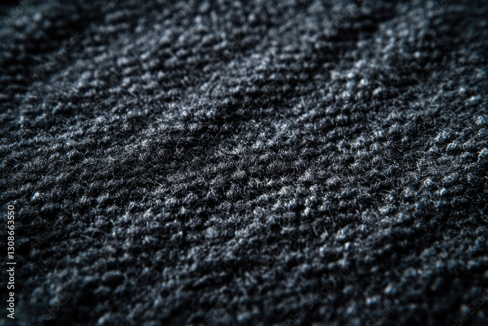 Poster Close-up of dark gray textured fabric, showing intricate weave and fuzzy fibers.
