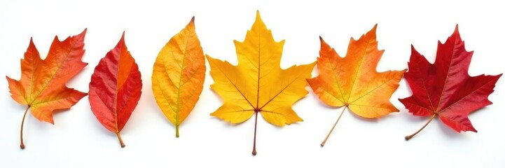 Dried and wilted leaves isolated on a white background, autumn leaves, fall leaves
