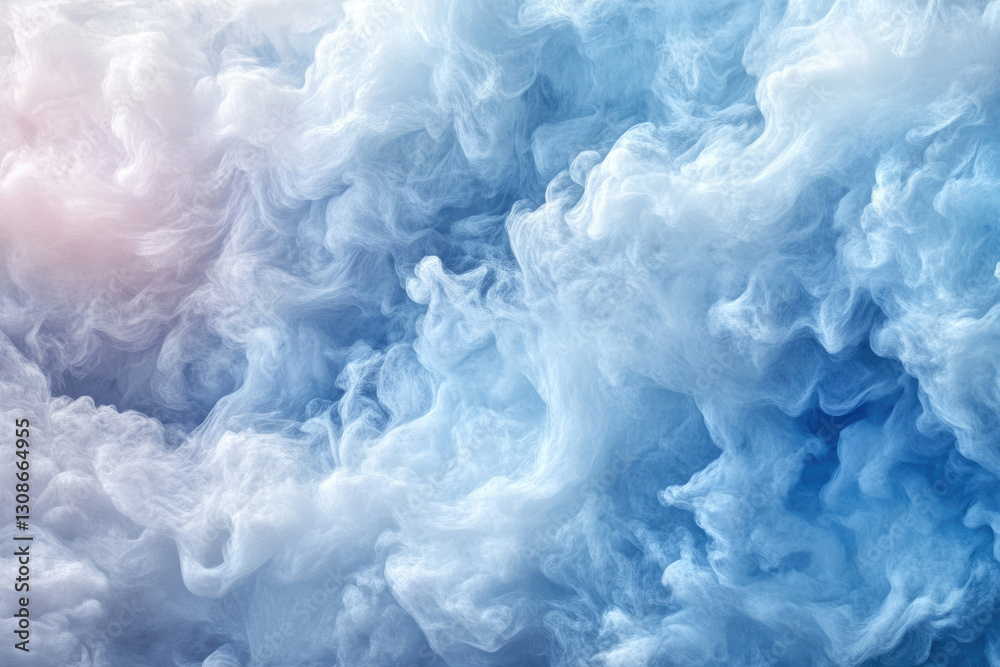 Poster abstract image of swirling blue and white smoke, creating a dreamy, ethereal effect.