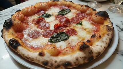 pizza with salami and cheese
